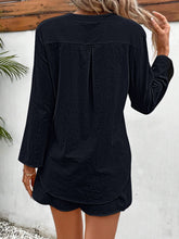 Load image into Gallery viewer, Notched Long Sleeve Top and Shorts Set
