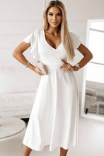 Load image into Gallery viewer, Flutter Sleeve Surplice Midi Dress
