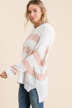 Load image into Gallery viewer, Reborn J Full Size High-Low Striped Popcorn Hoodie Sweater
