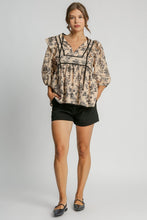 Load image into Gallery viewer, Umgee Ruffled Tie Neck Puff Sleeve Babydoll Blouse
