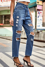 Load image into Gallery viewer, Distressed High Waist Straight Jeans
