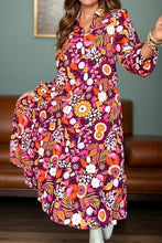 Load image into Gallery viewer, Printed Johnny Collar Long Sleeve Midi Dress
