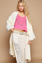 Load image into Gallery viewer, POL Flower Lace Trim Open Front Longline Cardigan
