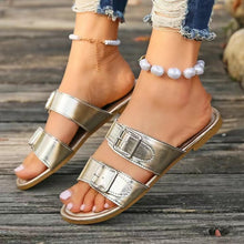 Load image into Gallery viewer, Open Toe Double Buckle Sandals
