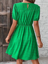 Load image into Gallery viewer, Ruched Round Neck Short Sleeve Mini Dress
