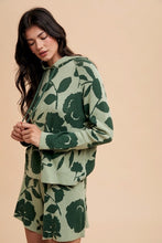 Load image into Gallery viewer, Annie Wear Flower Pattern Drawstring Hooded Top and Shorts Sweater Set

