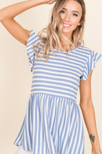 Load image into Gallery viewer, BOMBOM Striped Round Neck Blouse
