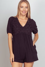 Load image into Gallery viewer, VERY J Lace Detail Puff Sleeve Romper with Pockets
