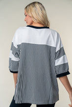 Load image into Gallery viewer, White Birch Full Size Striped Contrast Round Neck Top

