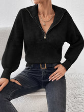 Load image into Gallery viewer, Honey Half Zip Dropped Shoulder Sweater
