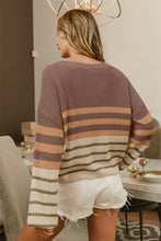 Load image into Gallery viewer, BiBi Color Block Striped Long Sleeve Sweater
