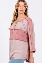 Load image into Gallery viewer, SAGE + FIG Star Applique Patch Exposed Seam Waffle Knit Top
