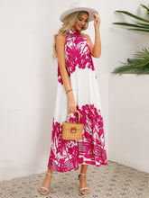 Load image into Gallery viewer, Tied Printed Sleeveless Midi Dress
