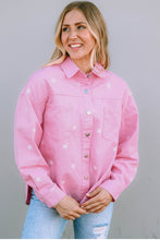 Load image into Gallery viewer, Star Pattern Button Up Slit Denim Jacket
