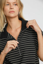 Load image into Gallery viewer, Umgee Striped Half Zip Short Sleeve Sweatshirt

