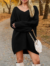 Load image into Gallery viewer, V-Neck Dropped Shoulder Sweater Dress
