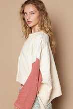 Load image into Gallery viewer, POL Waffle-Knit Contrast Notched Long Sleeve Knit Top
