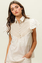 Load image into Gallery viewer, BiBi Half Button Collared Neck Short Sleeve Top
