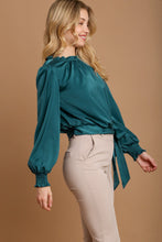 Load image into Gallery viewer, Umgee Frill Tied Hem Long Sleeve Blouse
