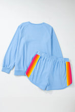 Load image into Gallery viewer, Full Size Contrast Striped Round Neck Top and Shorts Set
