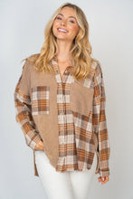 Load image into Gallery viewer, White Birch Full Size Contrast Plaid Button Down Shirt

