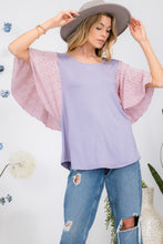 Load image into Gallery viewer, Celeste Full Size Contrast Eyelet Ruffle Sleeve Blouse

