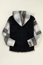 Load image into Gallery viewer, Drawstring Raw Hem Button Up Hooded Denim Jacket
