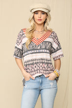 Load image into Gallery viewer, Celeste Full Size Striped V-Neck Short Sleeve T-Shirt
