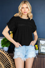 Load image into Gallery viewer, Swiss Dot Decorative Button Short Sleeve Blouse
