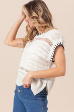 Load image into Gallery viewer, BiBi Stitch Edge Pointelle Side Slit Sweater Vest
