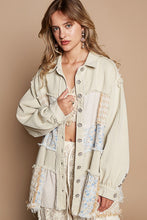 Load image into Gallery viewer, POL Raw Hem Patchwork Dropped Shoulder Jacket
