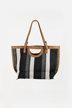 Load image into Gallery viewer, Fame Striped PU Leather Trim Tote Bag
