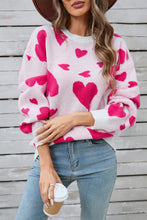 Load image into Gallery viewer, Angel Wings Heart Contrast Round Neck Long Sleeve Sweater
