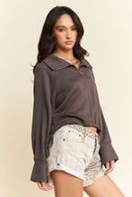 Load image into Gallery viewer, Davi &amp; Dani Drawstring Hem Half Zip Raglan Sleeve Sweatshirt
