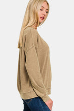 Load image into Gallery viewer, Zenana Washed Round Neck Dropped Shoulder Sweatshirt
