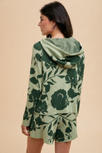 Load image into Gallery viewer, Annie Wear Flower Pattern Drawstring Hooded Top and Shorts Sweater Set
