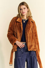 Load image into Gallery viewer, Davi &amp; Dani Fuzzy Zip Up Collared Neck Jacket
