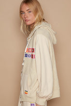 Load image into Gallery viewer, POL Contrast Square Patch Pattern Hooded Zipper Jacket
