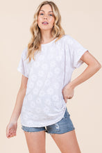 Load image into Gallery viewer, BOMBOM Floral Textured Short Sleeve T-Shirt
