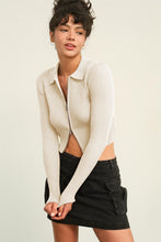 Load image into Gallery viewer, HYFVE Ribbed Double Zip Cropped Cardigan
