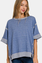 Load image into Gallery viewer, Zenana Contrast Trim Drop Shoulder T-Shirt
