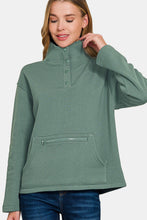 Load image into Gallery viewer, Zenana Turtleneck Half Snap Fleece Sweatshirt
