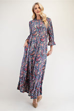 Load image into Gallery viewer, Celeste Full Size Ruffle Hem Paisley Round Neck Dress
