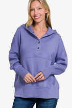 Load image into Gallery viewer, Zenana Half Snap Long Sleeve Hoodie with Kangaroo Pocket
