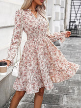 Load image into Gallery viewer, Ruffle Hem Floral Surplice Long Sleeve Dress
