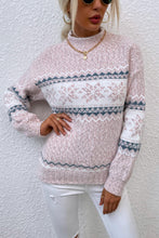 Load image into Gallery viewer, Snowflake Pattern Mock Neck Sweater
