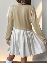 Load image into Gallery viewer, Perfee Contrast Round Neck Long Sleeve Mini Dress
