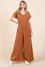Load image into Gallery viewer, BOMBOM Ribbed Short Sleeve Wide Leg Jumpsuit
