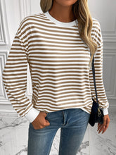 Load image into Gallery viewer, Ivy Lane Striped Round Neck Long Sleeve Sweatshirt
