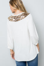 Load image into Gallery viewer, Celeste Full Size Leopard Contrast Balloon Sleeve Top
